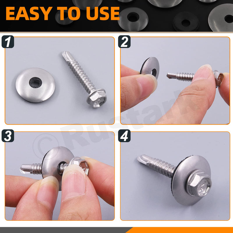 [Australia - AusPower] - 350Pcs 8 Sizes #8#10#12#14 304 Stainless Steel Neoprene Sealing Washers Metal Bonded EPDM Rubber Washers Gasket Assortment Kit 350 