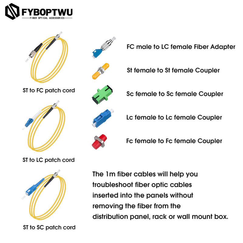 [Australia - AusPower] - Fiber Optic Cable Troubleshoot Kit - Visual Fault Locator &1pc FC to LC Adapter & 1pc LC, SC, ST, FC Coupler & 3 Short Patch Cords (Mode Number: VFL-50) VFL-50 kit 