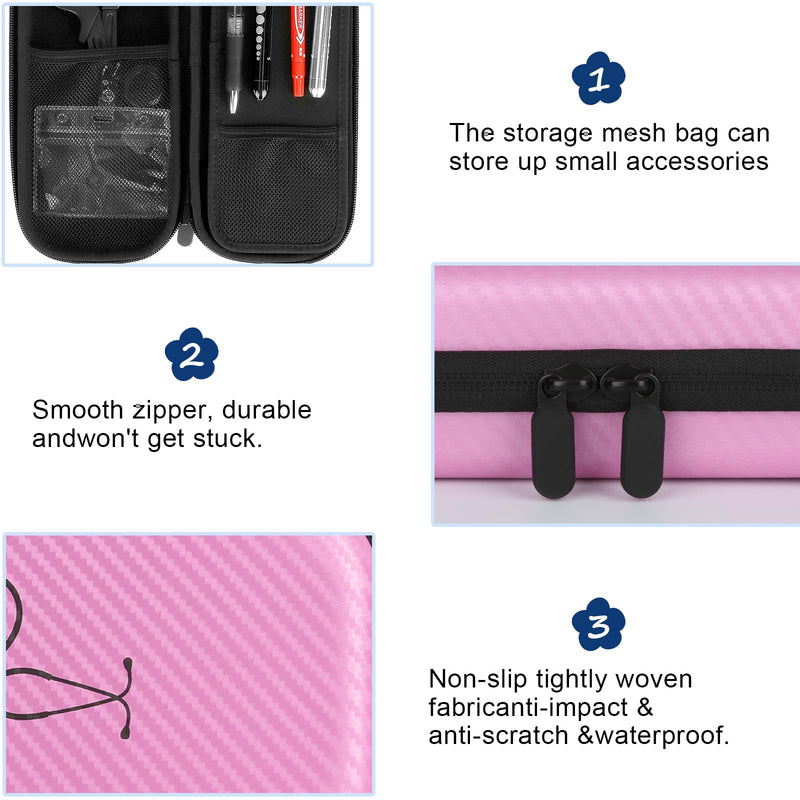 [Australia - AusPower] - Stethoscope Case for 3M Littmann,Stethoscope Carrying Case for Nurse Accessories, Hard Stethoscopes Case with Pocket Compatible for Omron/ADC/MDF Stethoscope,Gift for Nursing Pink Olny Case-Pink 
