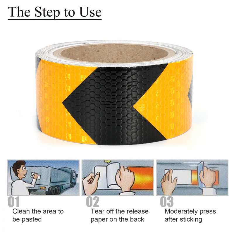 Reflective Tape, Waterproof Self Adhesive Dot Reflective Tape Outdoor Safety Caution Reflector for Trailers, Bikes, Cars（Black Yellow, 4 Inch x 32.8 Feet） Black Yellow