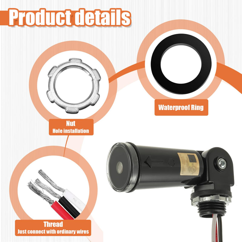 [Australia - AusPower] - 3 Pack 120-277V AC Photocell Light Sensor Light Control Sensor Button Switch IP65 Dusk to Dawn Sensor for Outdoor Lighting Photoelectric Switch with Automatic Illumination Detection Circuit 3 Pack 