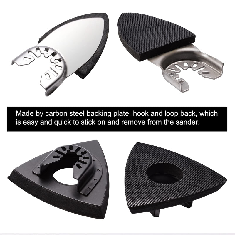 [Australia - AusPower] - 104Pcs Oscillating Tool Detail Sanding Pads Kit, 2Pcs Triangle Sanding Pads and 2Pcs Finger Sanding Pad, 100Pcs Multitool Sandpaper, Grit Fit for Finishing Wood Sanding Plaster 104 Triangle and Finger Sanding pads 