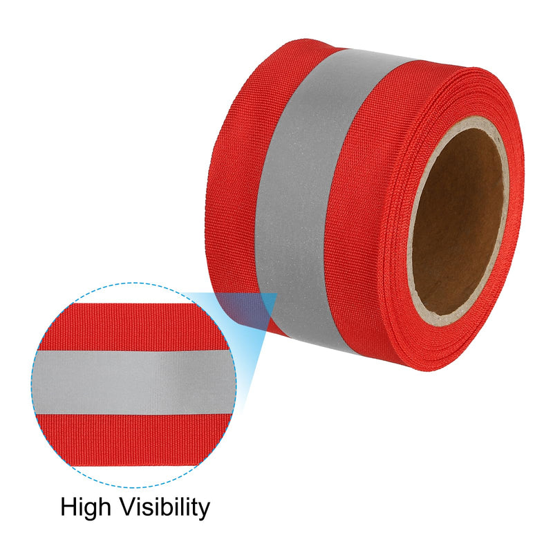 PATIKIL Reflective Tape Strip, 2" x 10Ft High Visibility Reflective Tape Sew-on DIY Warning Safety Fabric Webbing for Clothing Raincoats, Red 2 Inch x 10 Feet