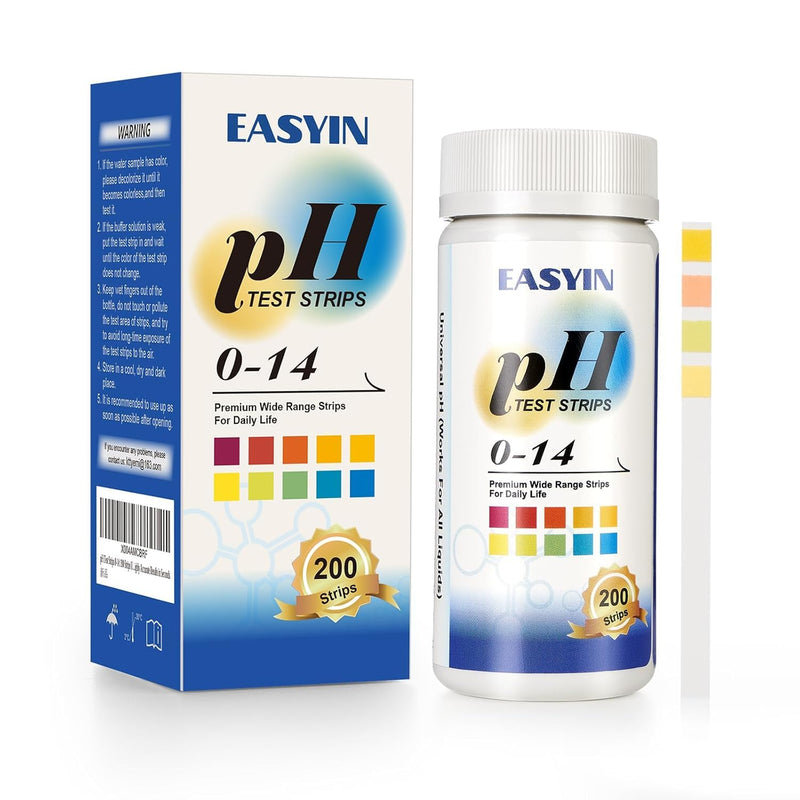 200pcs pH Test Strips (0-14) - Highly Accurate Litmus Paper for Testing Urine, Saliva, Drinking Water, Aquariums, Pools, Labs, Food, and Soap Making pH Test Strips 0-14
