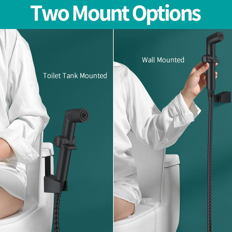 MIAOHUI Muslim Shower, Handheld Bidet Sprayer for Toilet, Cloth Diaper Sprayer, Health Faucet, Bum Gun with Hose and Holder, Wall or Tank Mount (Black) Black