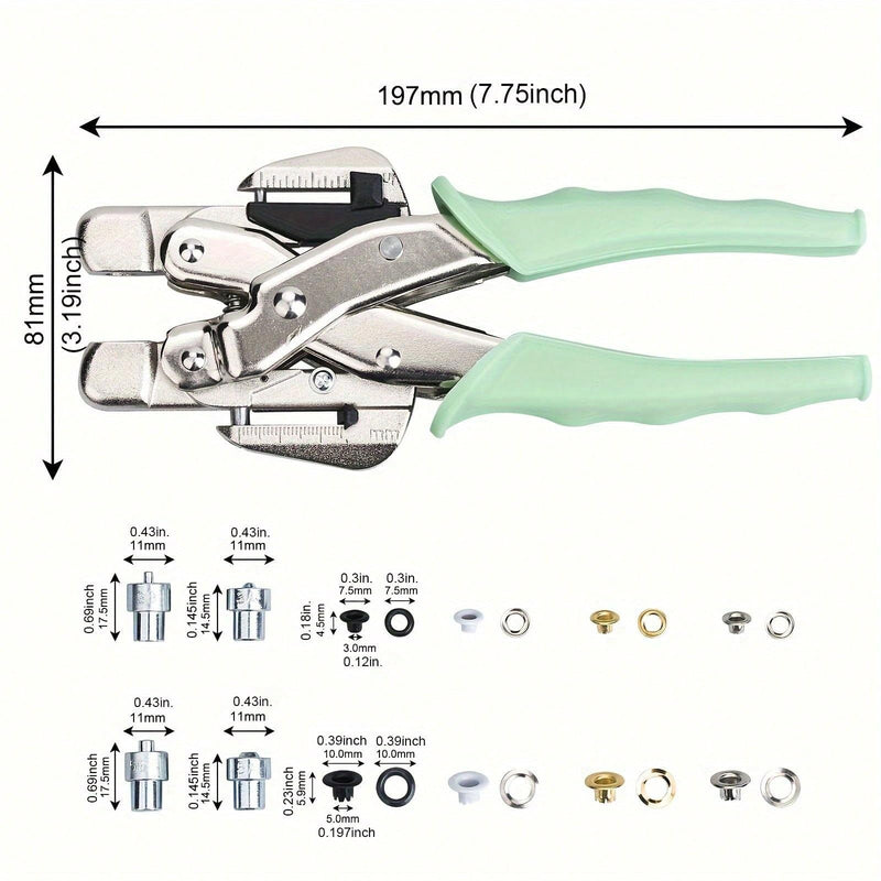 LZBRDY Professional 3mm & 5mm Eyelet Punch Pliers Kit with 160pcs Grommets with Silicone Grip for Leather, Fabric, Tarpaulin, Signs, Banners, DIY Craft Projects