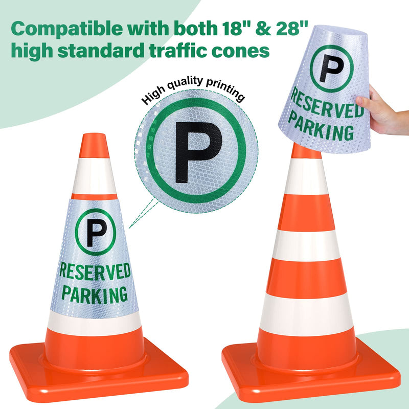 [Australia - AusPower] - Oudain 8 Pack Reserved Parking Cone Sleeve Bright Reflective Reserved Sign 360° High Visible Message Sleeve Reserved Parking Signs for Traffic Safety Cone Driveway Road Commercial Residential Area 