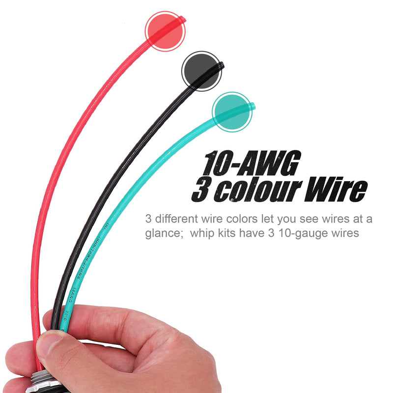 [Australia - AusPower] - 4FT 1/2-Inch Electrical AC Whip Kit,Nonmetallic Liquid Tight Flexible Electrical Conduit,6FT of Connecting Wires 3-Conductor 10-Gauge Wires with Straight/90 Degree Fittings 4FT 