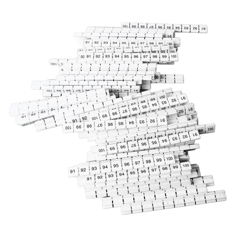 100Pcs Terminal Block Marking Labels UK10N Terminal Blocks Numbered Strips (91-100) Easy Cutting Clear Wiring Identification Cable Management