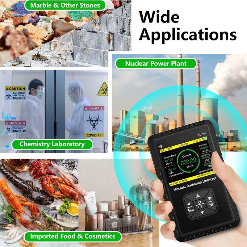 [Australia - AusPower] - Geiger Counter Nuclear Radiation Detector - Portable Handheld Beta Gamma X-ray Radiation Monitor Meter, Nuclear Wastewater, Seafood Detection Radiation Dosimeter with LCD Display,Rechargeable Black 