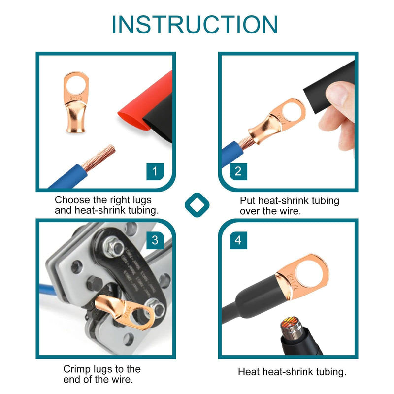 [Australia - AusPower] - 10PCS Battery Cable Ends, 8 Gauge Wire Connectors 5/16 Copper Wire Lugs, Bare Copper Eyelets with Heat Shrink Tubing by HOUSUN 8AWG*5/16" (M8) 10 