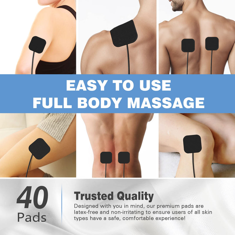 [Australia - AusPower] - TENS Unit Pads 2X2 40 Pcs Replacement Pads Electrode Patches for Electrotherapy 