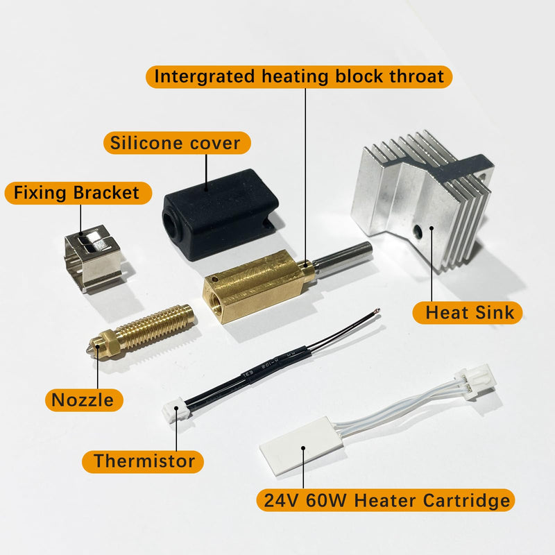 [Australia - AusPower] - 2 Pack 0.4MM Centauri Carbon Hotend with Brass Hardened Steel Nozzle, 3D Printer Print Head Extruder Part for Elegoo CC Accessories with Extra 2 Silicone Covers and 2 Nozzle Cleaners 2 Pack Hotend Kit 