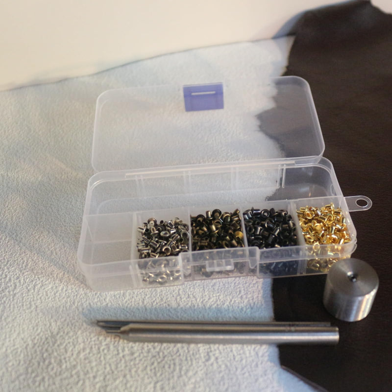 [Australia - AusPower] - Metal Grommet Kit, 800PCS 2mm Mini Grommets Copper Metal Grommet Kit, 4 Colors Eyelets and Leather Grommets Kit with 3pcs Install Tool and Storage Box for Shoes Clothes Bag DIY 