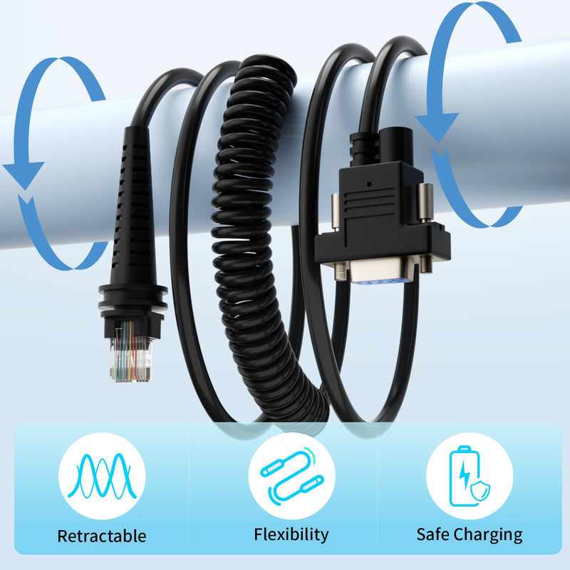 16ft Barcode Scanner Cable RJ45 RS232 to RJ45 for Honeywell 1900 Cable 1200G 1202G 1250G 1280i 1300G 1400G 1450G 1452G 1470G 1900GHD 1900GSR 1902GHD 1902GSR 1950GHD 1980i 1472G Power Cord (2) 2
