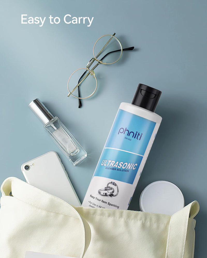 [Australia - AusPower] - Phniti Ultrasonic Jewelry Cleaner Solution 8.5 FL OZ (250ml), Ultrasonic Jewelry Eye Wear Cleaning Solution Concentrate for Gold, Silver, Platinum Diamonds Cleaning 1 