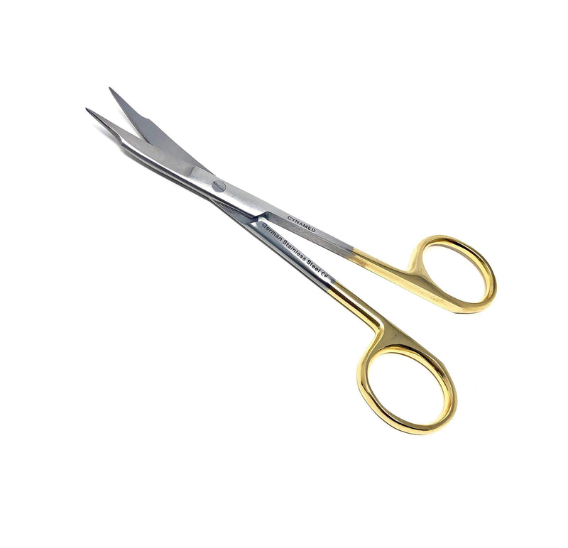 [Australia - AusPower] - Goldman Fox Scissor 13 cm - Super Cut Sharpness - Premium Quality German Stainless Steel - Gold Handles by Cynamed (Straight + Curved) … (Straight + Curved) 