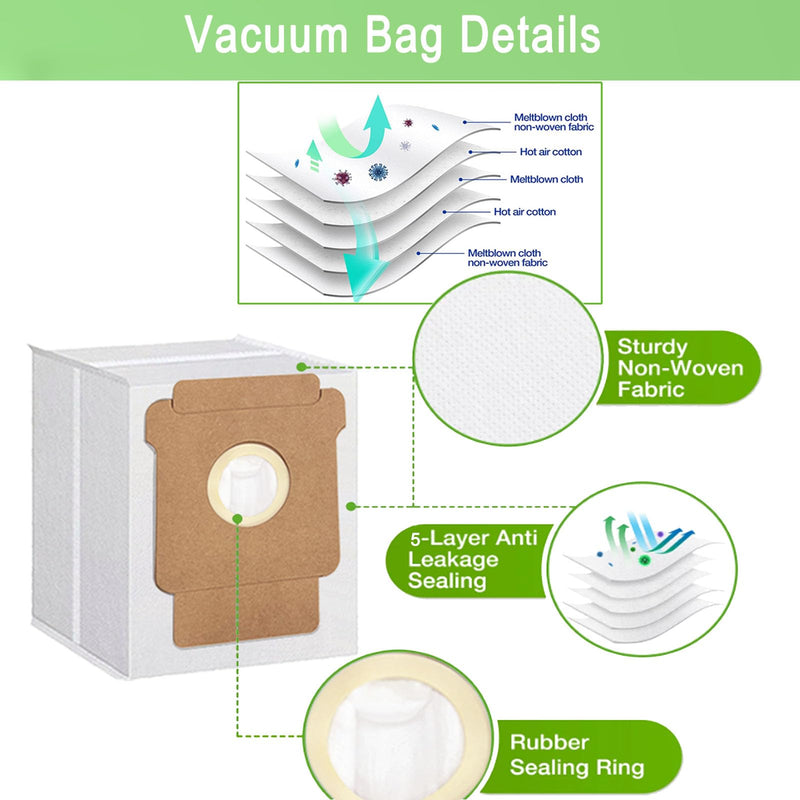 Replacement Parts Accessories Kit for iRobot Roomba Plus 505 Combo 405 Combo Robot Vacuum Cleaner, 2 Roller Brush, 6 Mop Pads, 6 Filters, 8 Side Brush, 8 Vacuum Bags 2+6+6+8+8 Pack