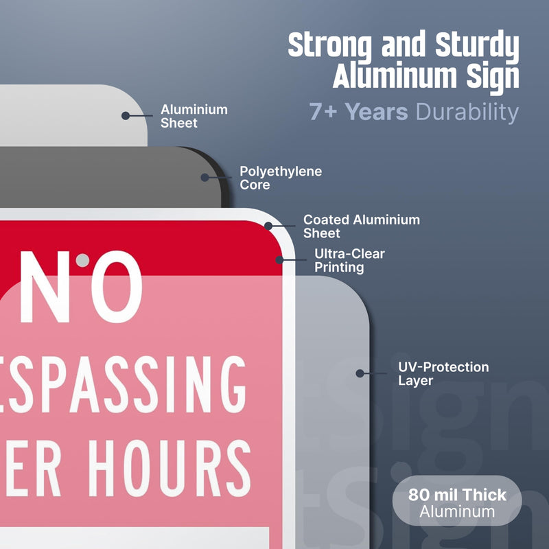 SmartSign No Trespassing After Hours Violators Prosecuted Sign - 2-Pack, 12" x 18", 80 mil Thick Aluminum Composite (ACM), Pre-Drilled Holes, Red and White, Made in USA 12" x 18" - AL ACM (Pack of 2)