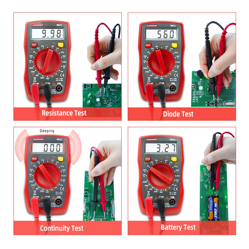 [Australia - AusPower] - Digital Multimeter & Dual Range Voltage Tester & Multimeter Test Leads Set 