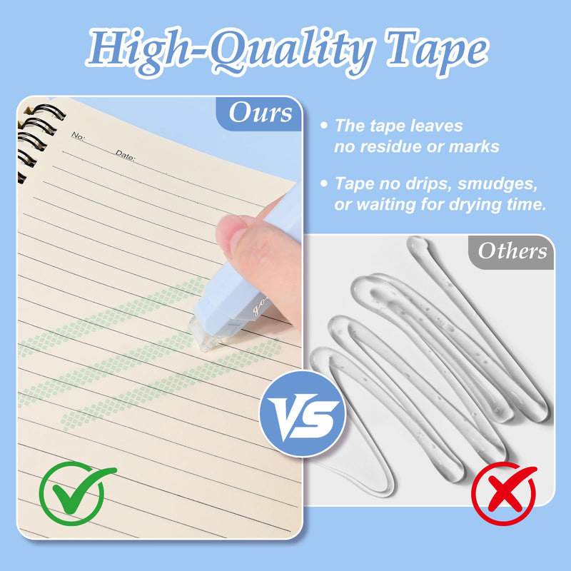 4 Pcs Double Sided Tape Roller, Multipurpose Craft Adhesive Glue Pen Journaling Supplies for Scrapbooking Office Crafts Gift Wrapping, Photo Mounting(Blue) Blue