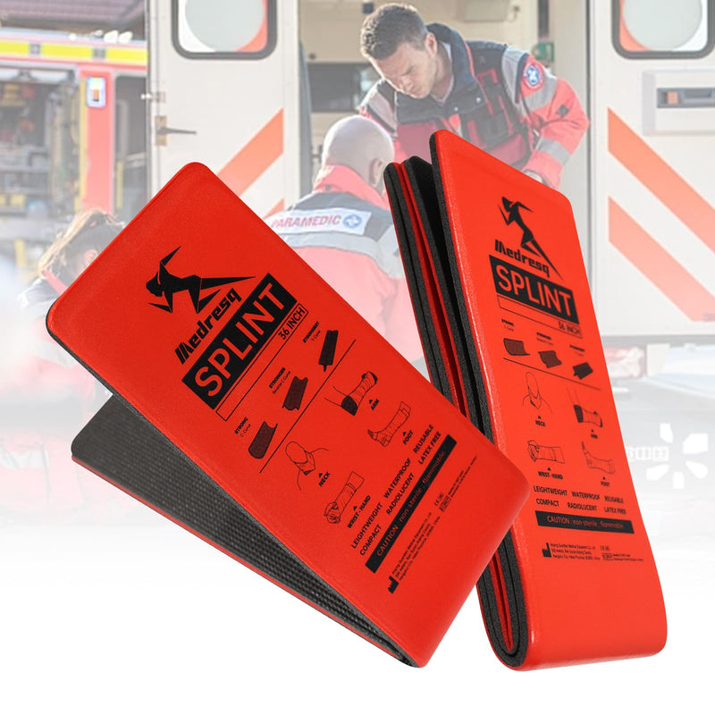 [Australia - AusPower] - First Aid Splint Kit, Lightweight Reusable Splint for Supporting Arm and Leg Fracture Treatment During Trauma Emergencies (Red) Red 