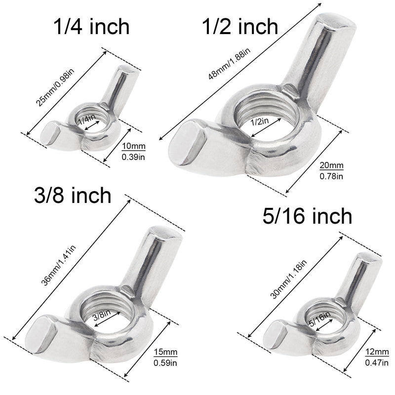 [Australia - AusPower] - 50PCS 1/4"-20 Wing Nuts, 304 Stainless Steel Parts Hand Twist Tighten Fasteners Butterfly Nut (1/4"-20 50Pack) 1/4"-20 50Pack 