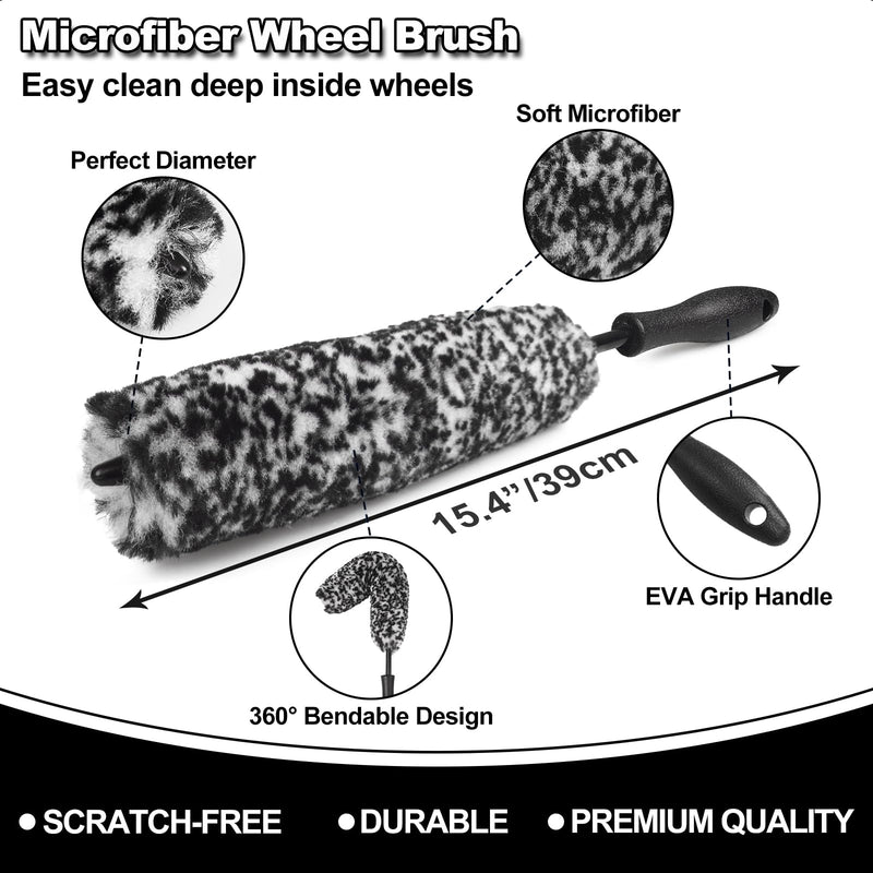 [Australia - AusPower] - 7Pcs Car Wheel Brush kit, Tire Brush, Wheel Cleaner Brush, Soft-bristled Rim Cleaner Brush, Tire Shine Applicator Pad, Car Detailing Brushes, Wheel Brushes for Cleaning Wheels,Tires 