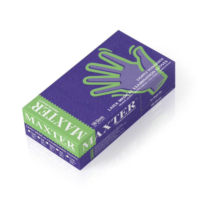 Maxter Disposable Latex Gloves Powdered White (Pack of 100) Large