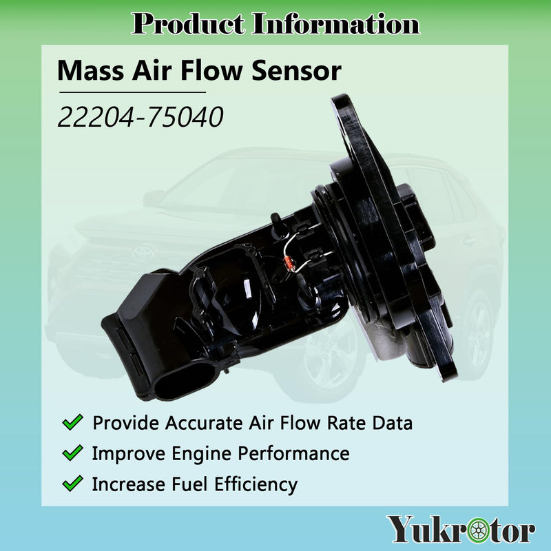 Mass Air Flow Sensor MAF Sensor 22204-75040 Compatible with 2019-2024 Toyota Camry Corolla Crown Highlander Mirai RAV4 Tacoma Lexus Replaces OE# 197500-0020 197-7020 MAS0447 AF10658