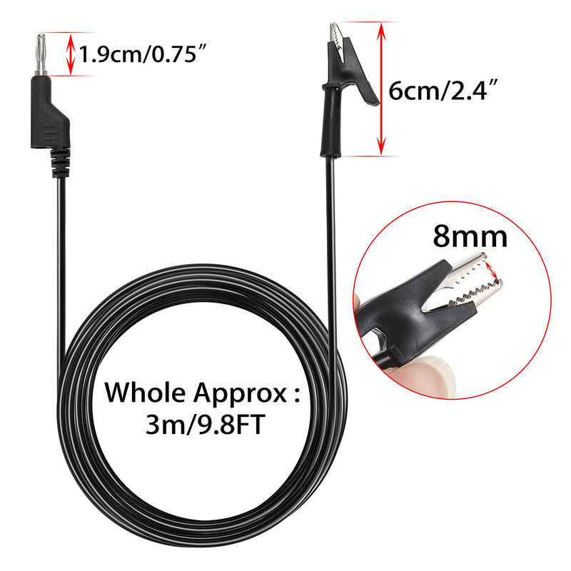 Sumnacon Multimeter Banana Plug to Crocodile Alligator Clip Test Probe, 5PC 4mm Stackable Colorful Silicone Banana Plug to Alligator Clip Test Probe Lead Wire Cable 9.8Ft/3M 9.8 ft