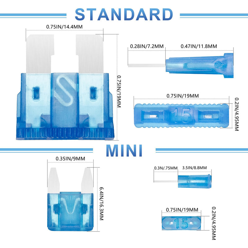 [Australia - AusPower] - 1200PCS Car Fuses Assortment Kit, 520PCS Standard Fuse Kit + 680PCS Mini Fuses + 2 Pullers for Auto/RV/Truck/Motorcycle (2A 3A 5A 7.5A 10A 15A 20A 25A 30A 35A 40A) 