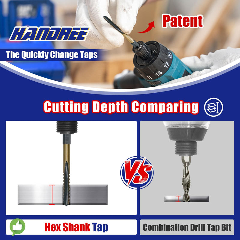 JEFE HEX 1/4-20 UNC Hex Shank Taps for Metal | MRO & Industrial Use | Quick-Change | Impact Driver (5pcs) 1/4-20 UNC (5 pcs)