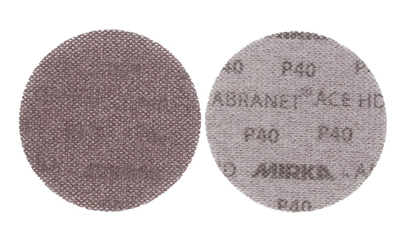 Mirka Abranet Ace HD Sanding Discs Diameter 125 mm Velcro Grain P40 | Mesh sanding discs with Velcro for eccentric sanders, ideal for hard surfaces, wood, spatula, varnish, metal Grain P40 Single