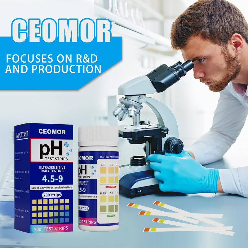 [Australia - AusPower] - pH Test Strips for Urine & Saliva: 200 Strips pH Paper for Testing Your Body's pH, 4.5 to 9.0 Acid Alkaline Litmus Paper pH Test Strip, Get Clear Acid-Alkaline Balance Results in Seconds, 4.5-9 Range 