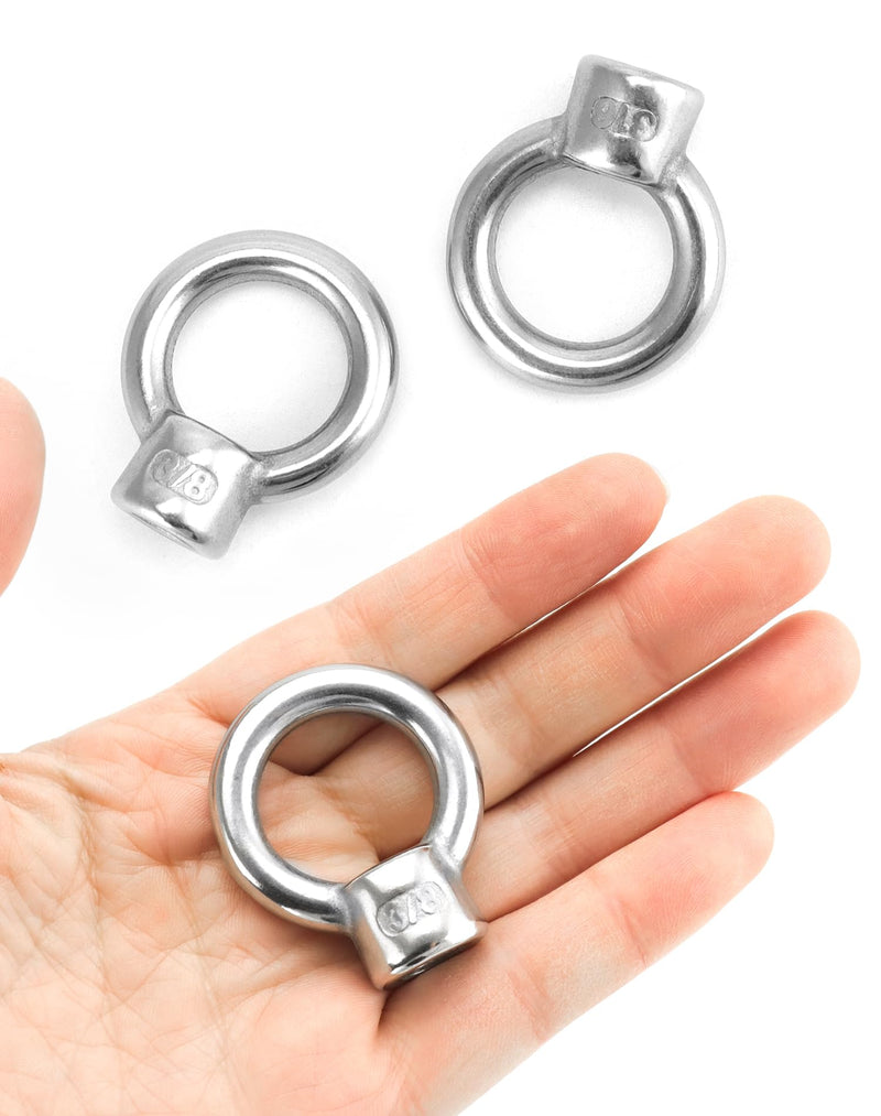 [Australia - AusPower] - QWORK Lifting Eye Nut, 10 Pack, 3/8" UNC Marine Grade Stainless Steel 316 3/8" 