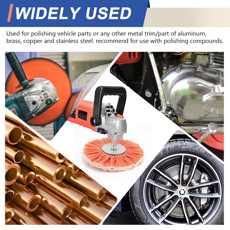 10" 16 Plys Orange Airway Buffing Wheel, 5/8'' Arbor Hole, Medium Cut for Angle Grinder, High-Efficiency for Aluminum, Stainless Steel & Chrome 1 pcs Medium 1pcs