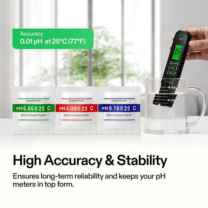 [Australia - AusPower] - VIVOSUN Digital pH and TDS Meter Kits and 18-Pack pH Meter Buffer Solution Powder, pH 6.86/4.00/9.18, pH Buffer Powder for Precise and Easy pH Tester Calibration 
