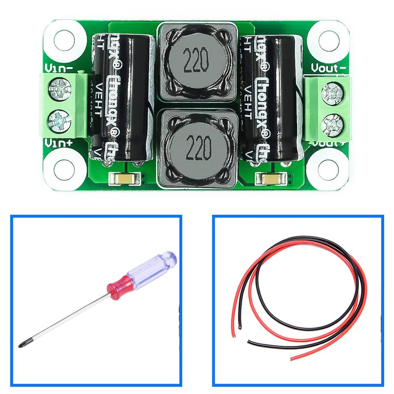 Pack of 5 DC Power Supply Filter Board Class D Amplifier 0-50V 4A Car EMI Suppression Module with Red and Black Cable