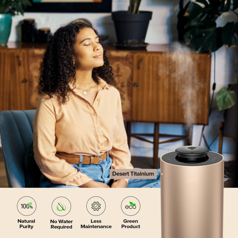 Airversa Waterless Essential Oil Diffuser Starter Kit with 4x10mL Hotel Fragrance Oils for Car Home Office, Premium Aluminum Housing, Aroma Nebulizer Baterry Operated, ANX Kit-D Desert Titanium Titanium2 w/ Oils