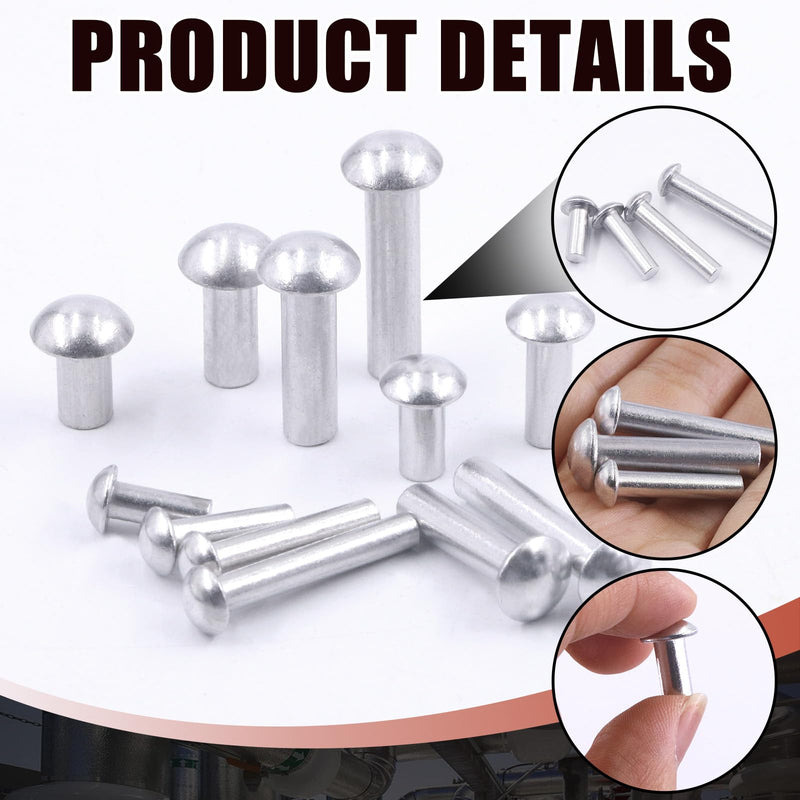 [Australia - AusPower] - Hilitchi 300Pcs M4 M5 M6 Solid Aluminum Head Rivets with Storage Case, Brazier Head Rivets 