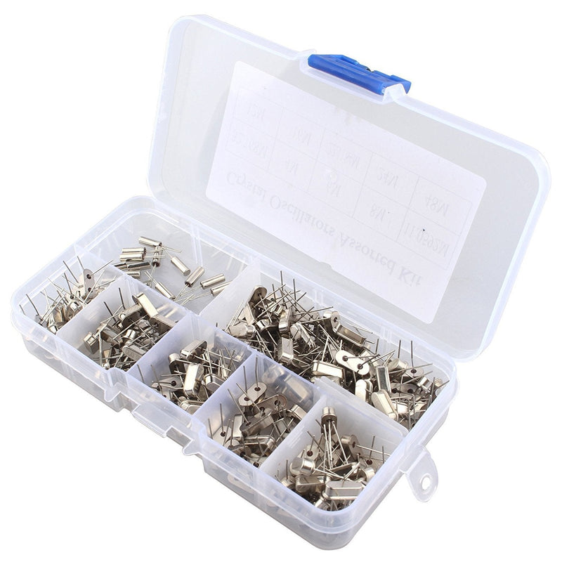 DollaTek 200pcs 10Value 32.768KHz ~ 48MHz DIY Quartz Crystal Oscillator Assorted Installation Kit Set with Plastic Box