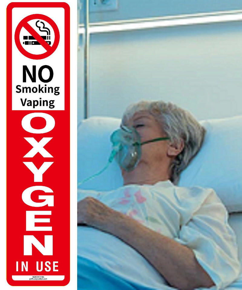 No Smoking Oxygen in Use Magnetic Vinyl Patient Care Sign 7.8" x 1.77x0.03"Strong Plastic Soft Magnetic Surface PVC Coating (30) 30
