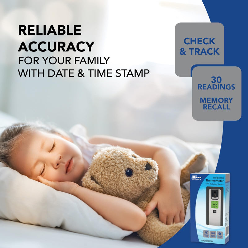 [Australia - AusPower] - Zewa 4-Way Rotating Infrared Thermometer | Forehead Non-Touch Technology | Fast 1-Second Reading | Distance Detection | LCD 3-Color Display | Memory Recall | Measures Person & Objects 