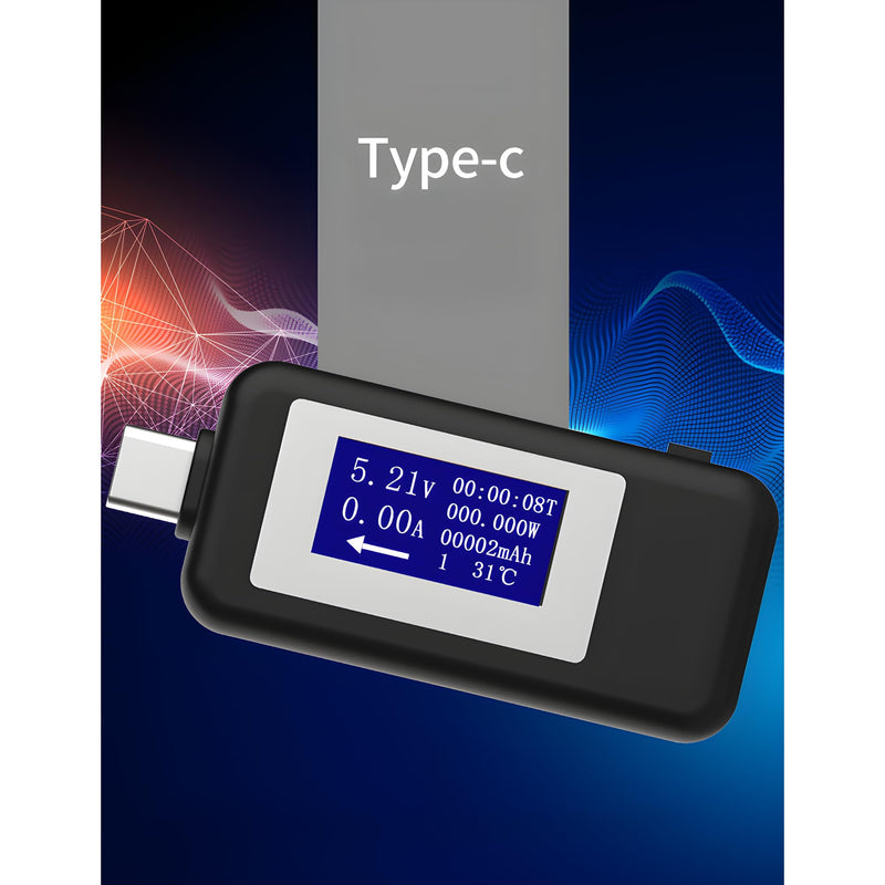 [Australia - AusPower] - JacobsParts USB C Power Meter: Digital LCD Voltage Current Load Tester for Tablets, Laptops, and More 