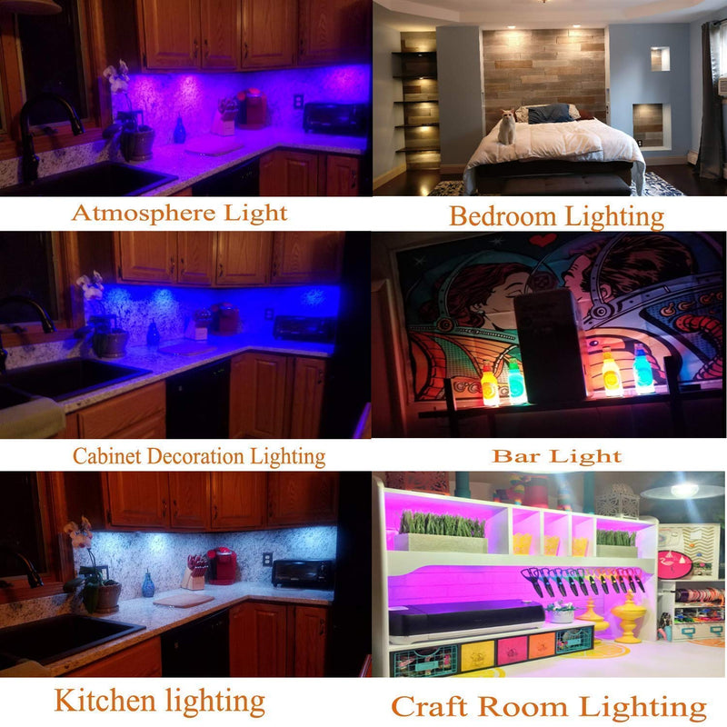 AIBOO RGB LED Cabinet Lighting Set of 4, 12 V LED Under-Unit Light, Colour Changing with Remote Control, Dimmable RGB Display Cabinet Lighting LED for Lighting Kitchen Cabinets 4 Stück (1er Pack)