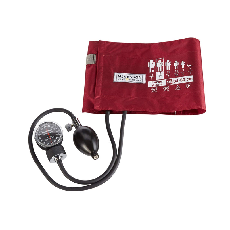 [Australia - AusPower] - McKesson Aneroid Sphygmomanometer – Manual Blood Pressure Cuff Monitor with Carrying Case, Cuff 34-50 cm, Burgundy, 1 Count Large Adult Cuff (34-50 cm) 1 Count 