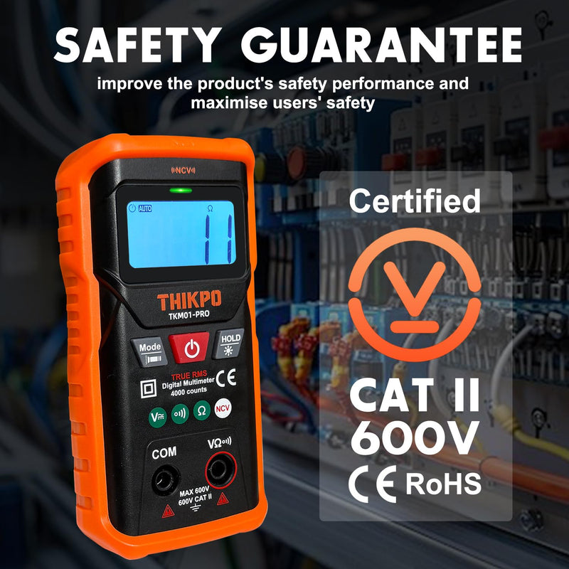 [Australia - AusPower] - THIKPO TRMS Digital Multimeter 4000 Counts with NCV, Auto-Ranging Multimeter Measures AC/DC Voltage, Resistance, Capacitance, Continuity, Live Wire Detection, Backlight, Data Hold 