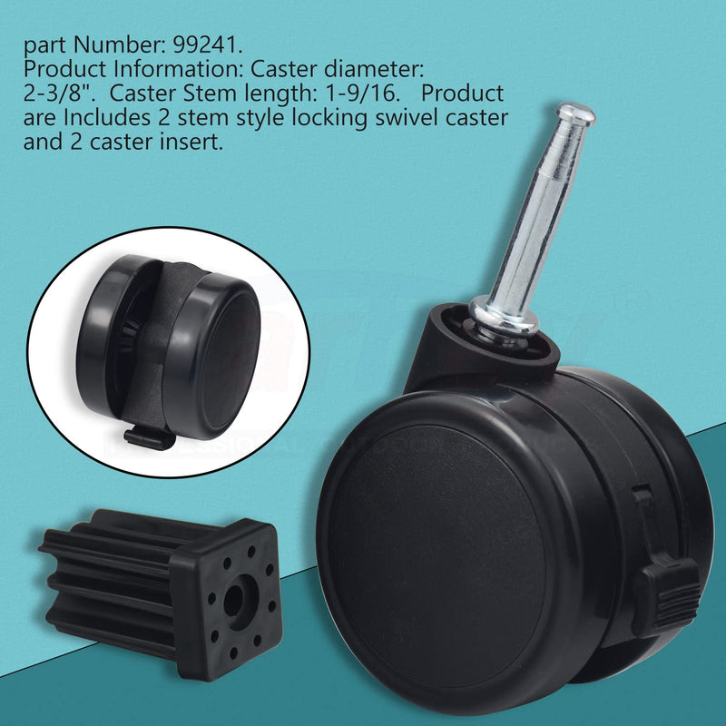 [Australia - AusPower] - Caster Wheel Gas Grills/Stem Style Locking Swivel Caster 6414 306414 for Weber, Genesis, Summit, Silver, Spirit Gas Grills, Includes Caster Insert (2 5/16" in Diameter) (2) 