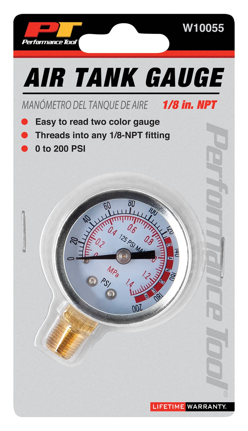 [Australia - AusPower] - Performance Tool W10055 0-200 PSI Air Gauge for Air Tank Accessory Air Tank Gauge 